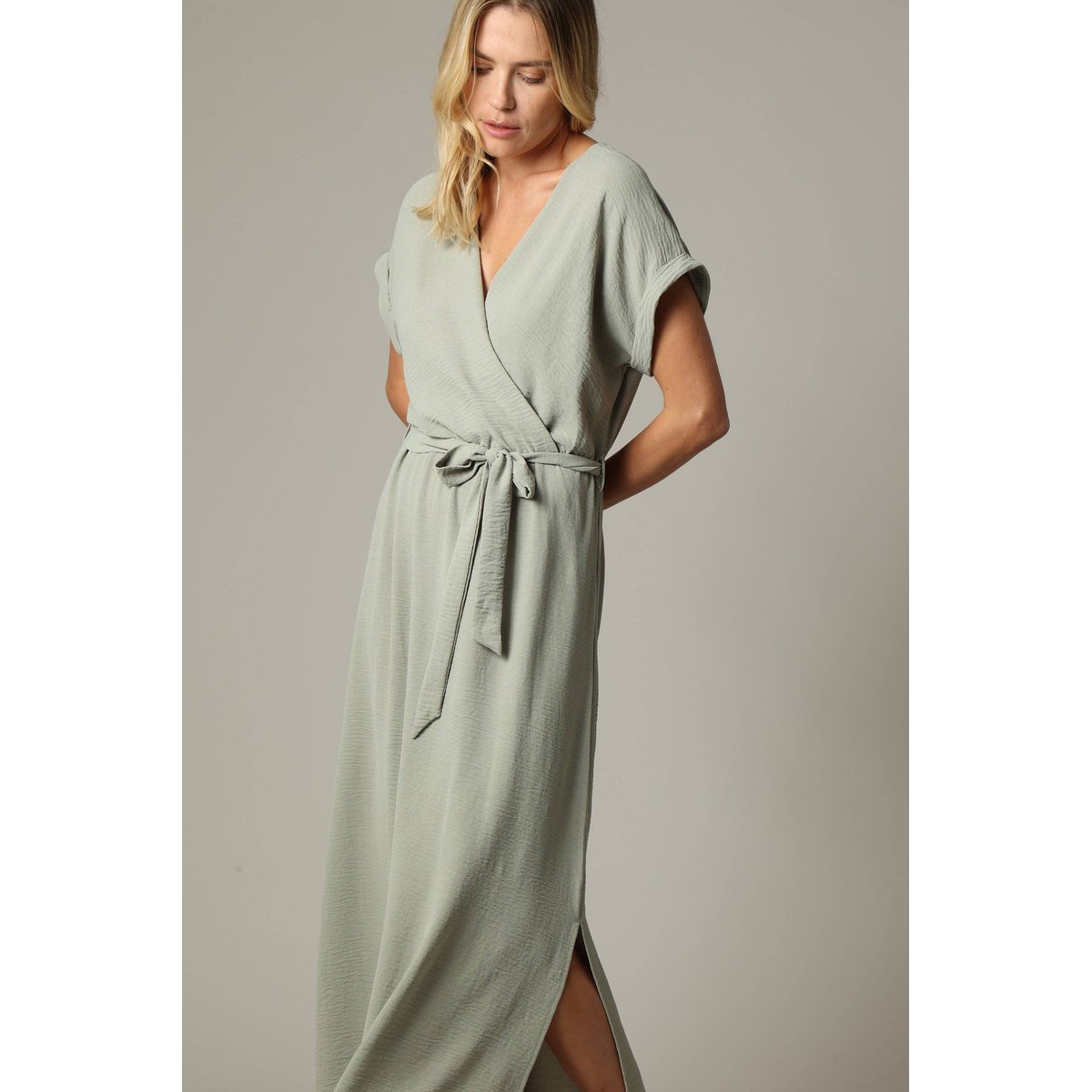 Robe longue femme fluide TEYSSA tilleul, DEELUXE