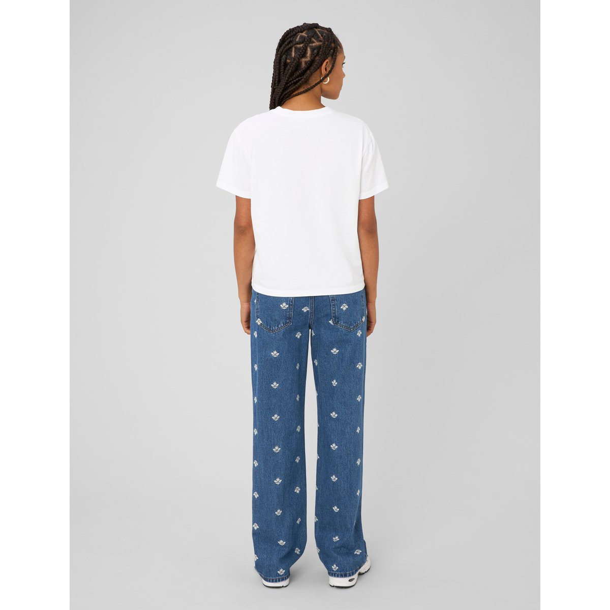 Jean straight brodé bleu moyen, BZB