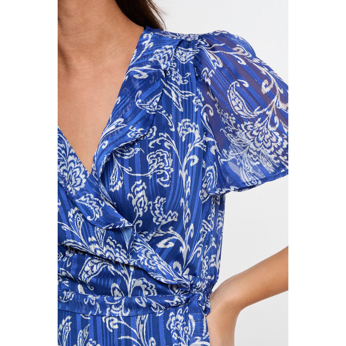 Robe courte col v multicolore, MORGAN