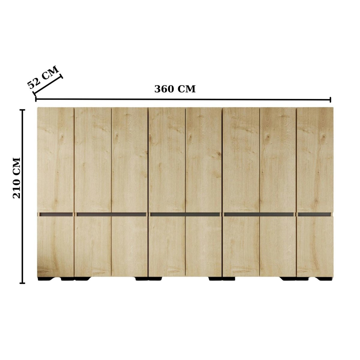 Dressing 16 portes décor chêne et anthracite 360 cm BYRON chêne, PIER IMPORT