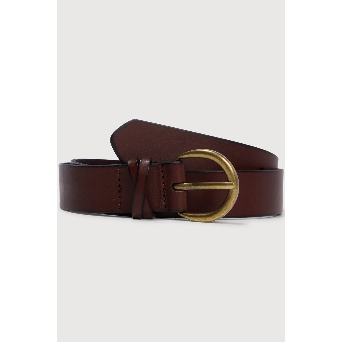 Ceinture large en cuir marron foncé, BONOBO