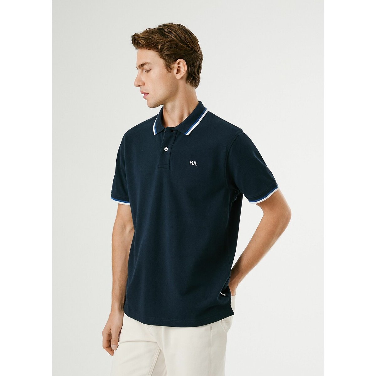 New Oliver Polo Shirt with Long Sleeves navy blue, PEPE JEANS