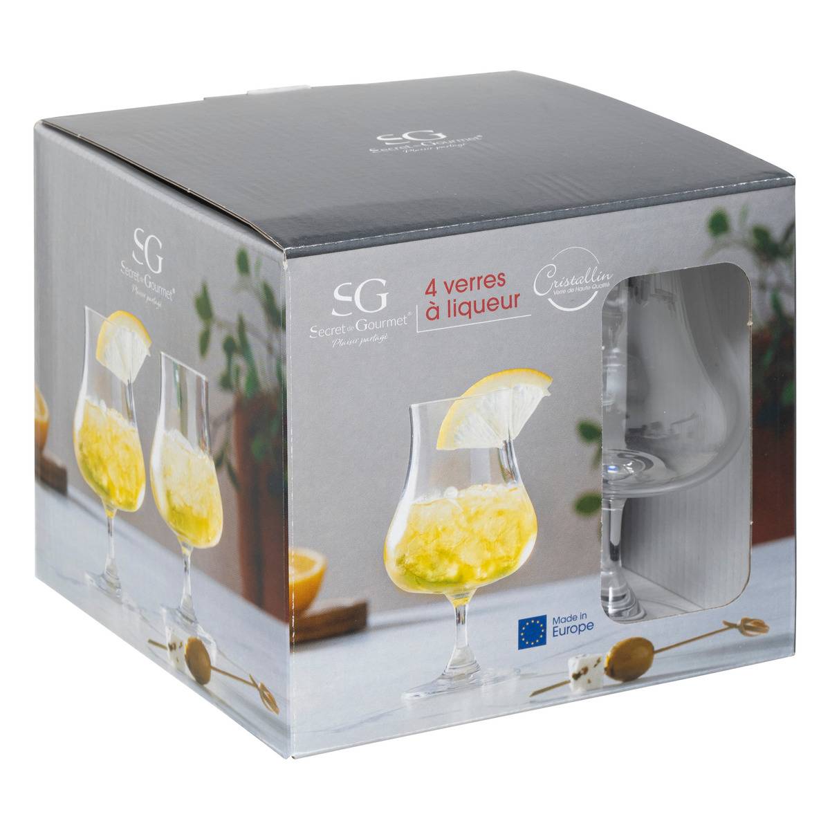 Lot de 4 verres à liqueur en verre LIQUEUR transparent, SECRET DE GOURMET