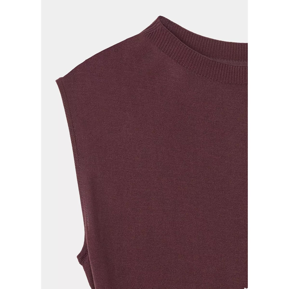 Gilet maille ceinture bordeaux, MANGO