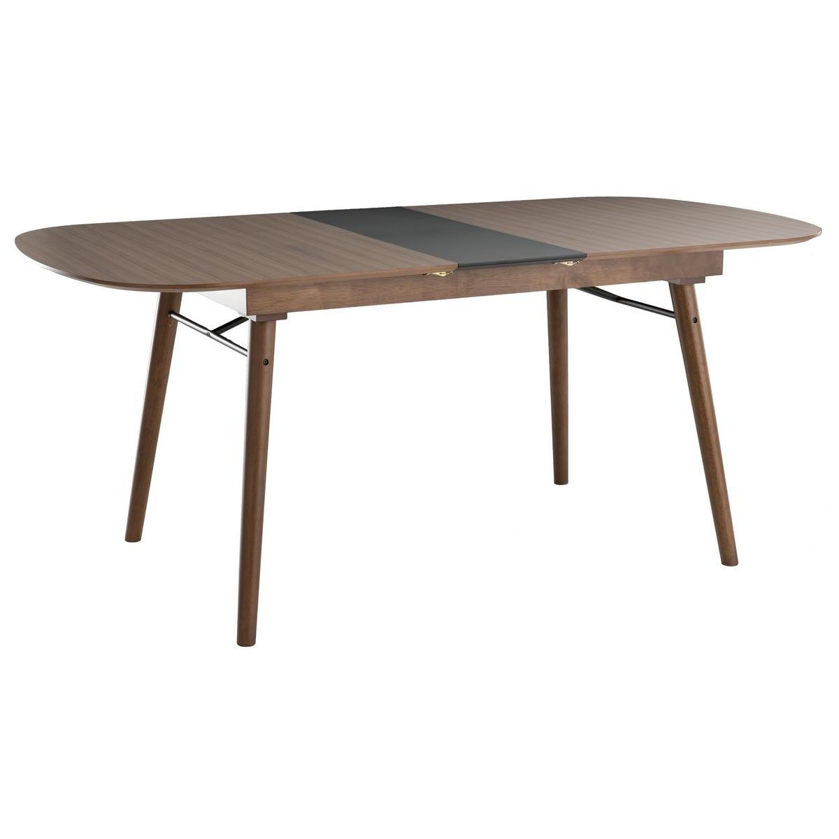 Table extensible rallonges intégrées rectangulaire L150-180 cm SHELDON noyer, MILIBOO