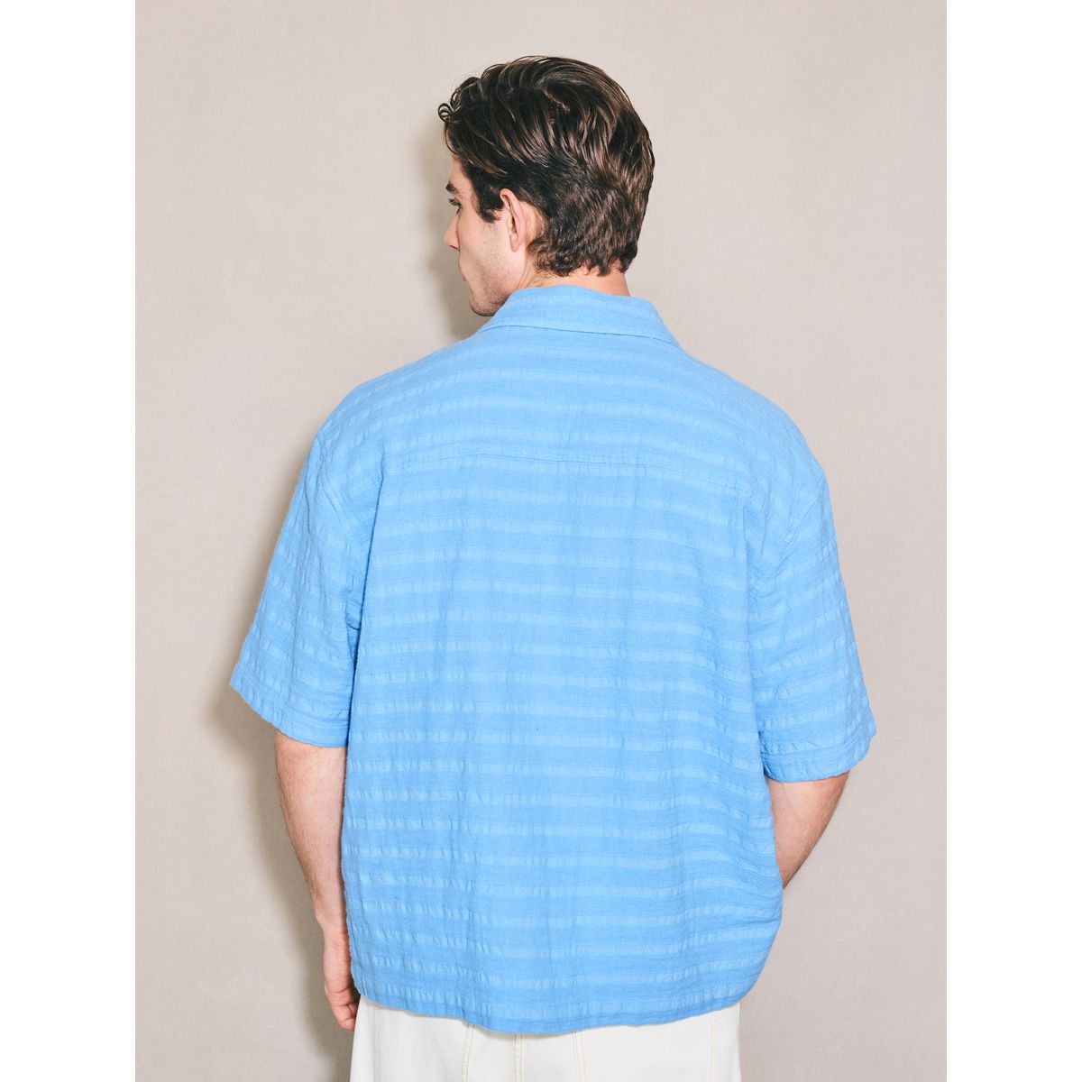 Chemise en étamine texturée edit bleu, NEXT