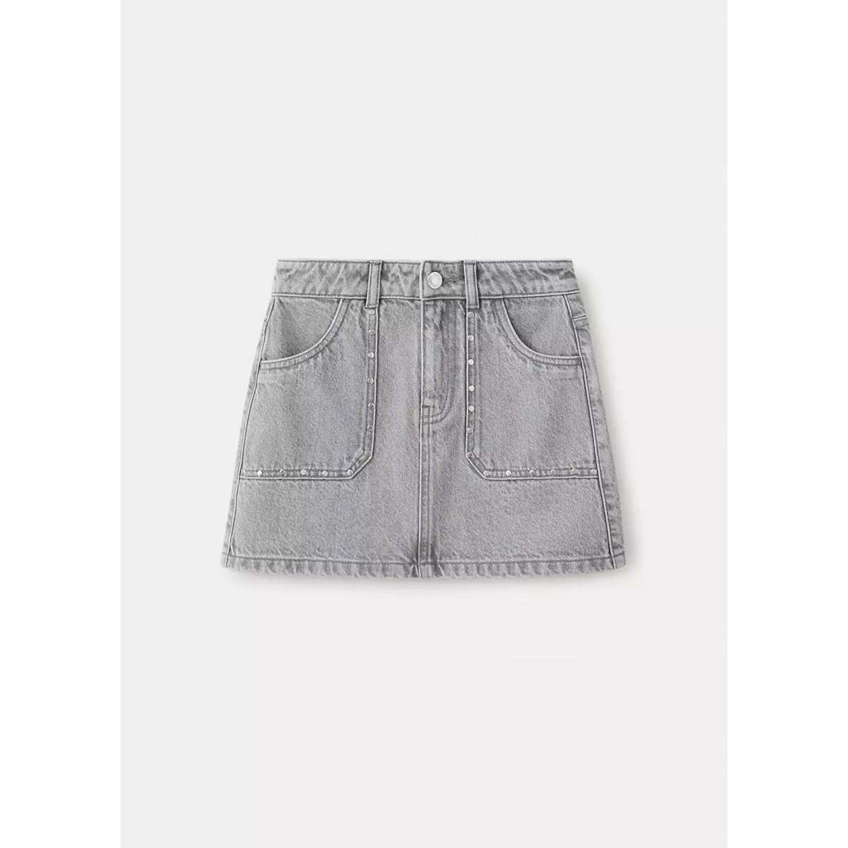 Jupe en jean à détails de clous gris denim, MANGO KIDS