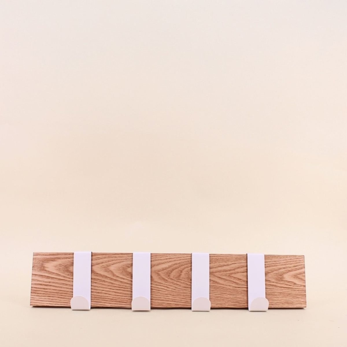 Patère 4 têtes en bois et métal blanc 51cm blanc, ORNAMI