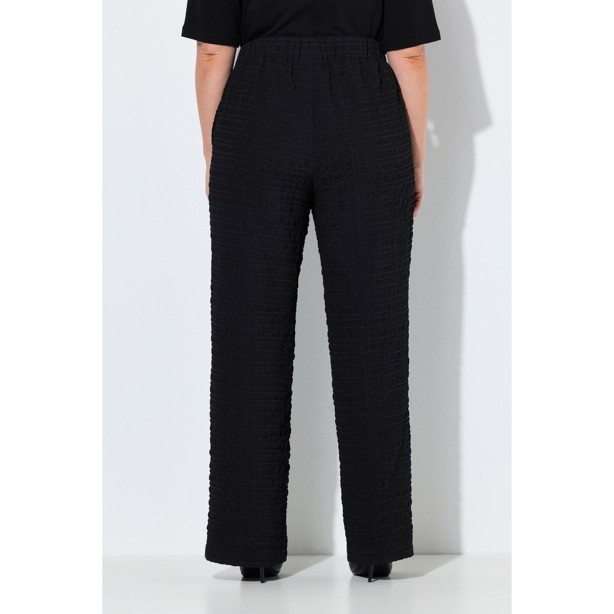 Pantalon texturé noir, ULLA POPKEN