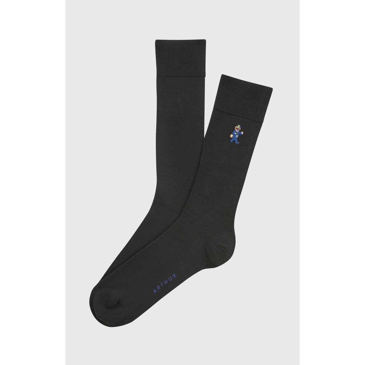 Chaussettes brodées en coton imprimé Pilote de lit noir, ARTHUR