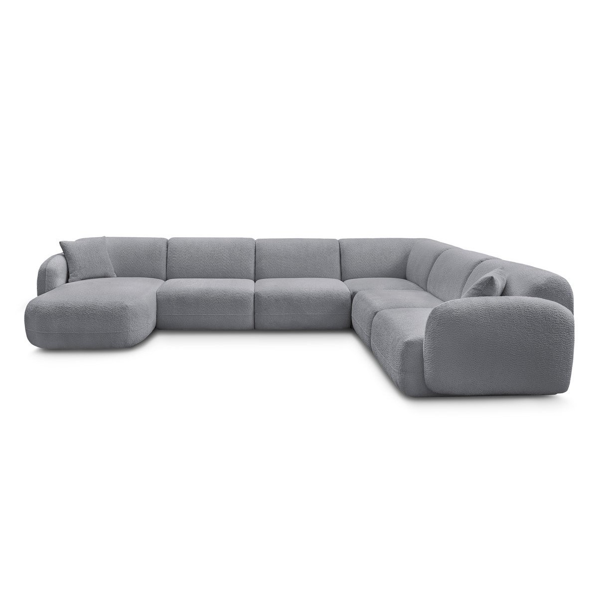 Canapé modulable 6 places en tissu chenille, ANDA gris, BOBOCHIC