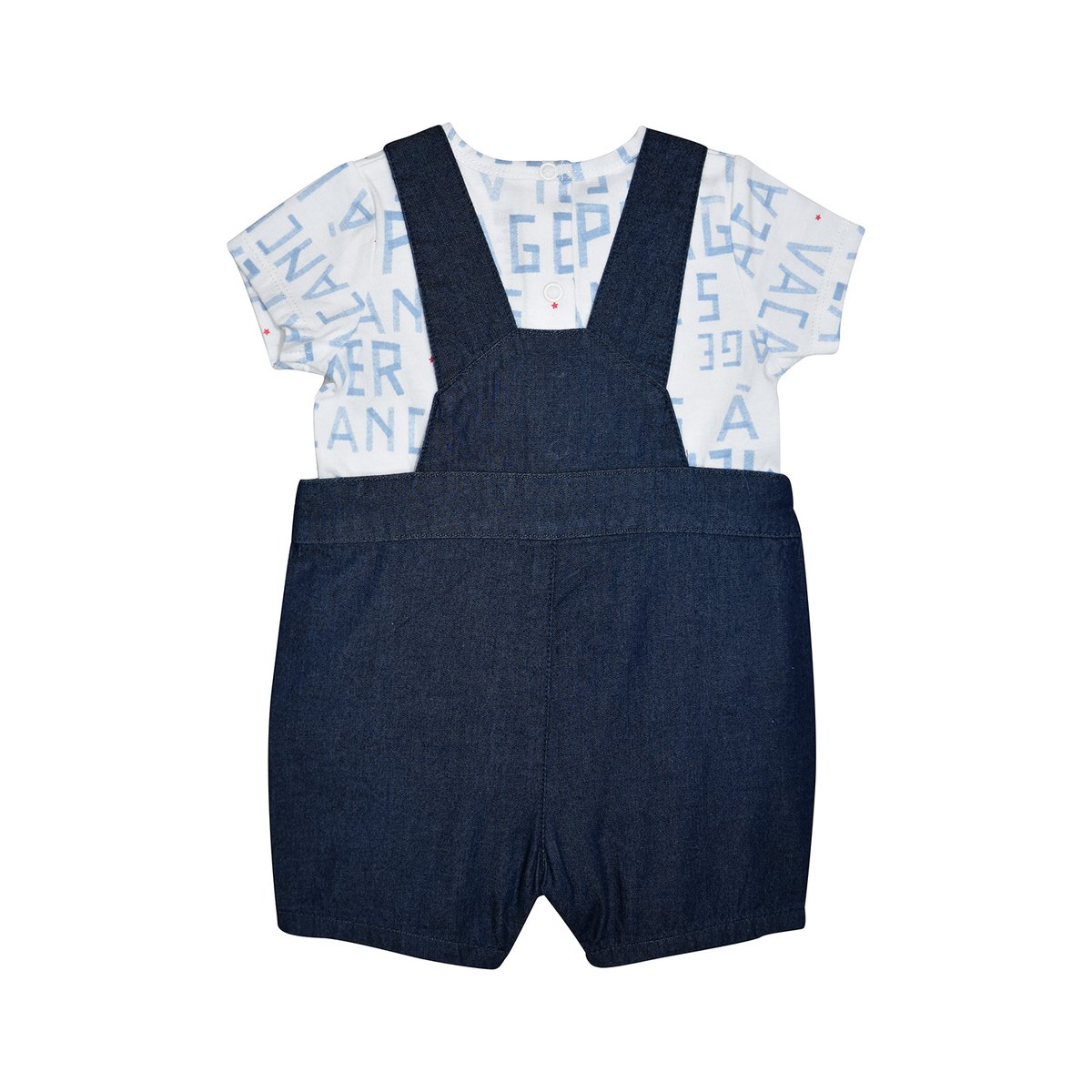 Tshirt salopette nikos jean court bebe bleu, SUCRE D'ORGE