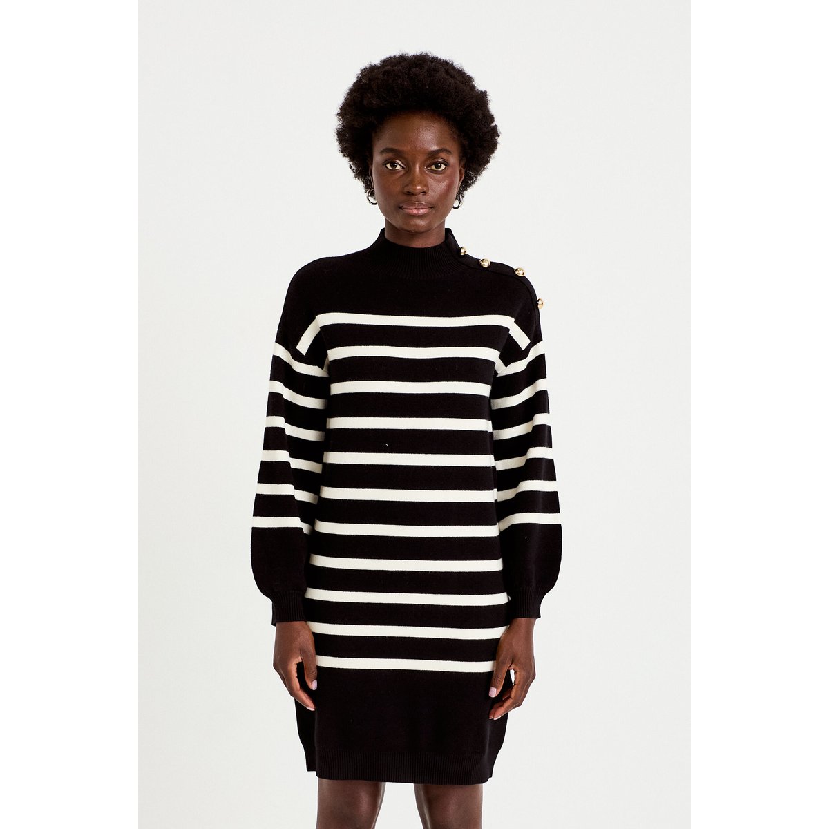 Robe pull droite manches longues noir, CACHE CACHE