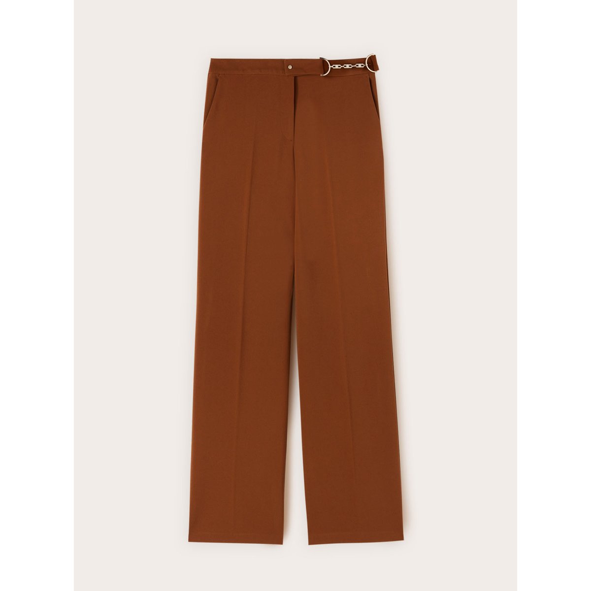 Pantalon palazzo avec passant en métal marron, MOTIVI