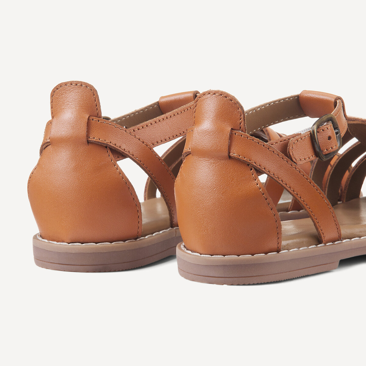 Sandales fermées en cuir camel, LA REDOUTE COLLECTIONS