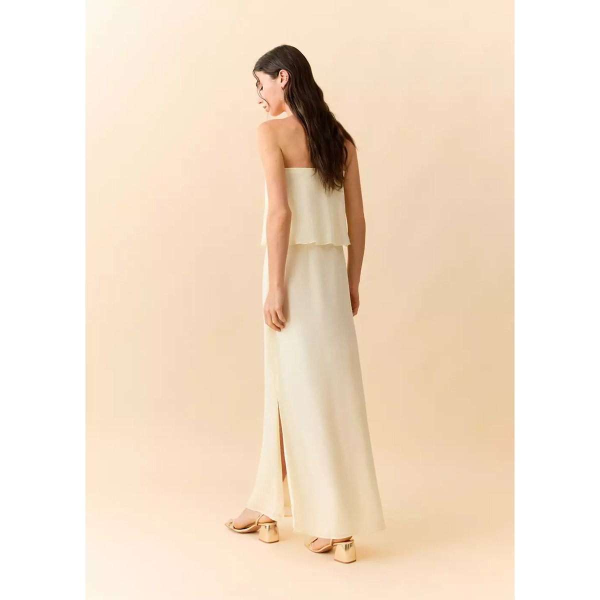 Robe bustier volant jaune, MANGO TEEN
