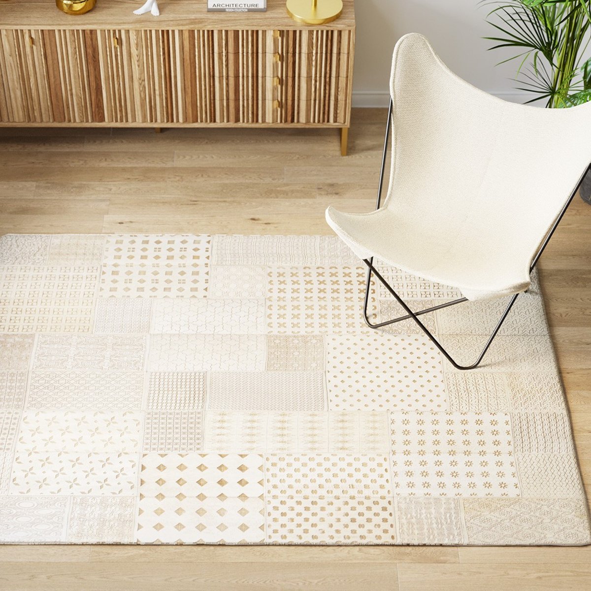 Tapis en cuir, SALA beige, KARE DESIGN