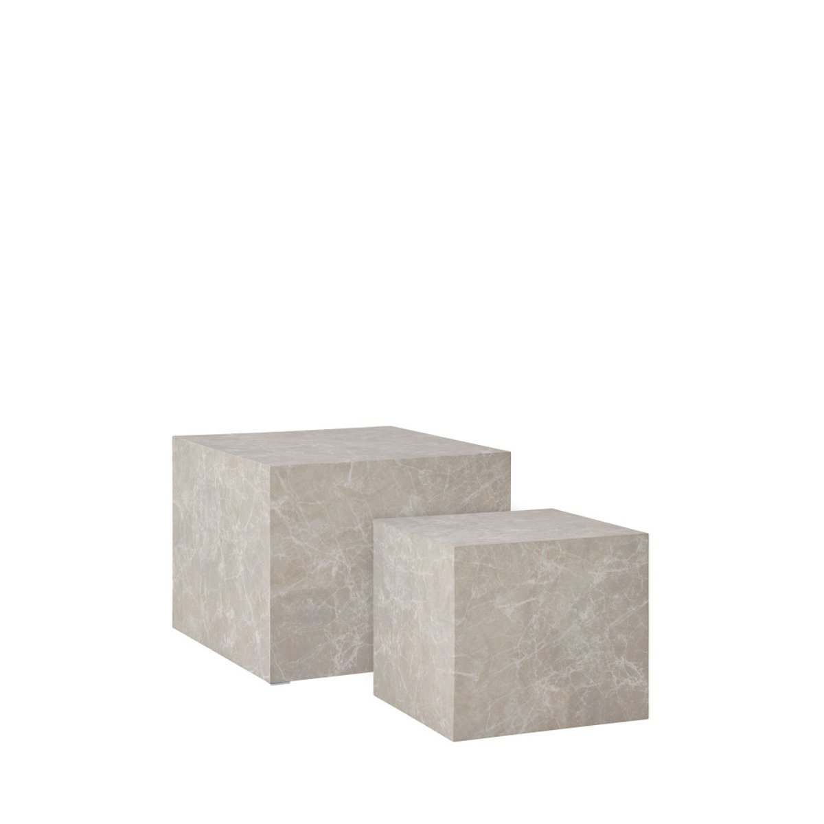Lot de 2 tables basses carrées effet marbre  - PRAGUE beige, HOUSE NORDIC