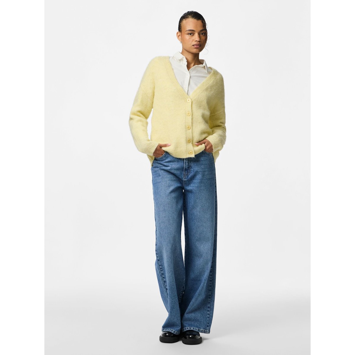 Cardigan En Maille jaune - french vanilla, PIECES