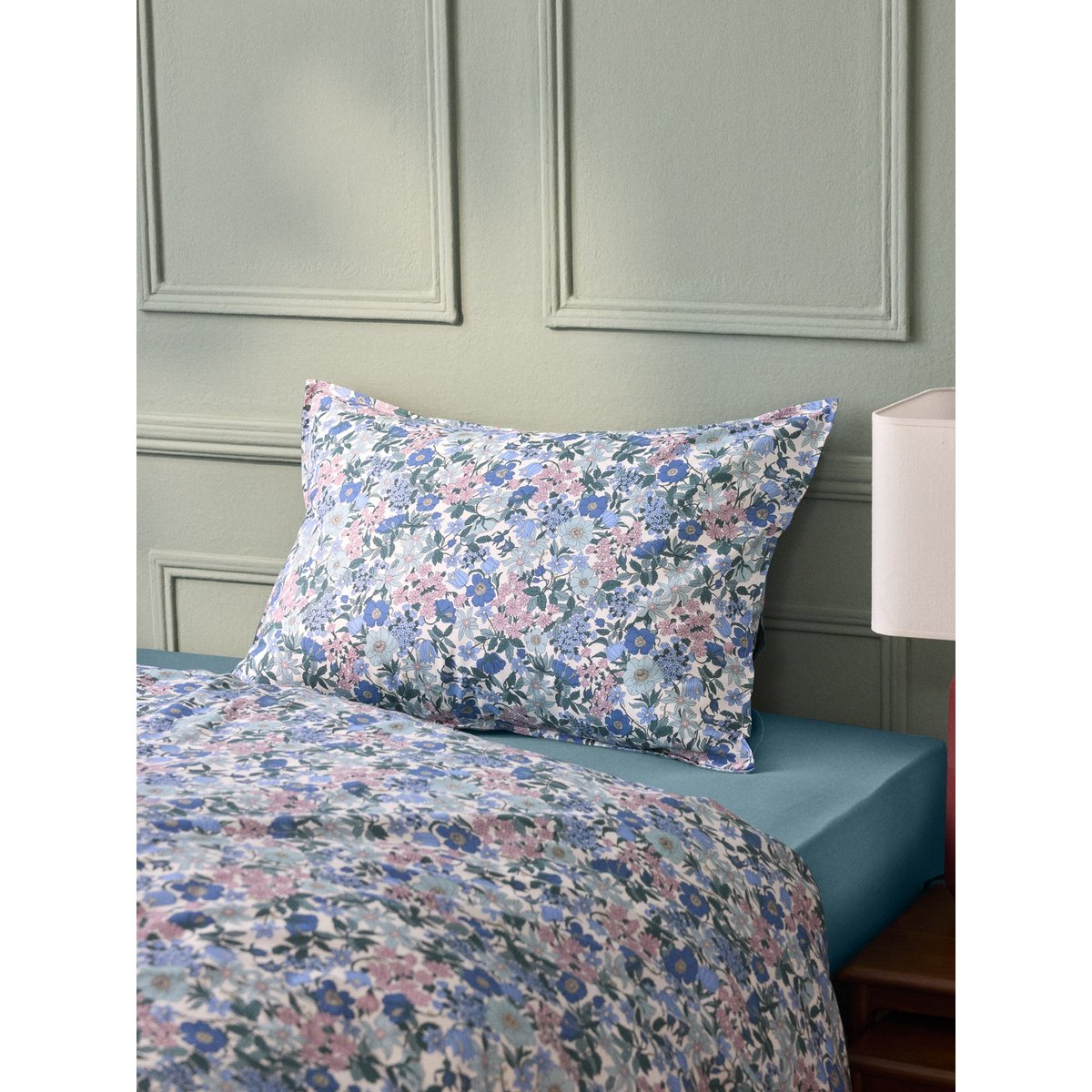 Taie d'oreiller percale de coton et tissu Liberty liberty clara bell, CYRILLUS