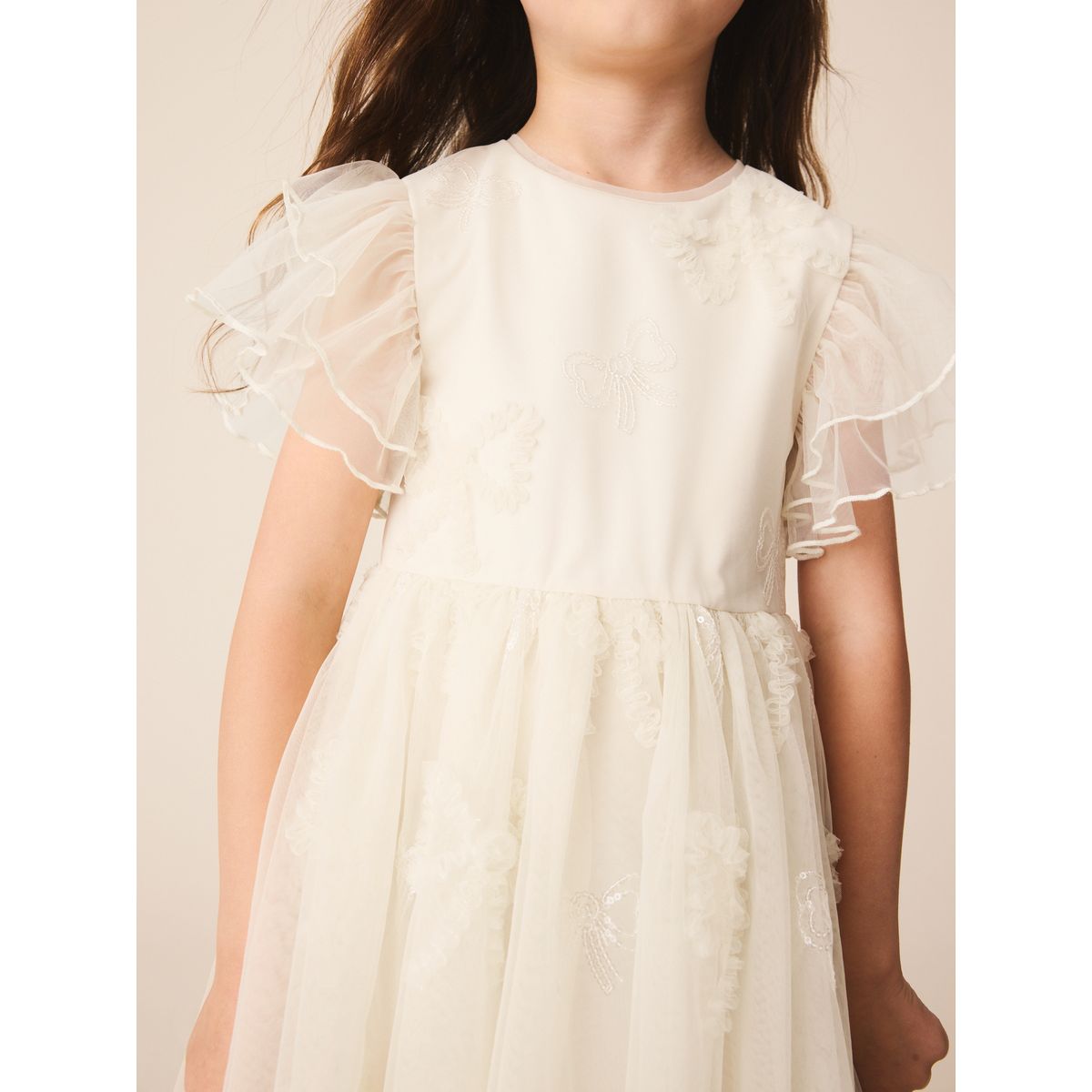 Robe mesh à nœuds grandes occasions ivoire, NEXT