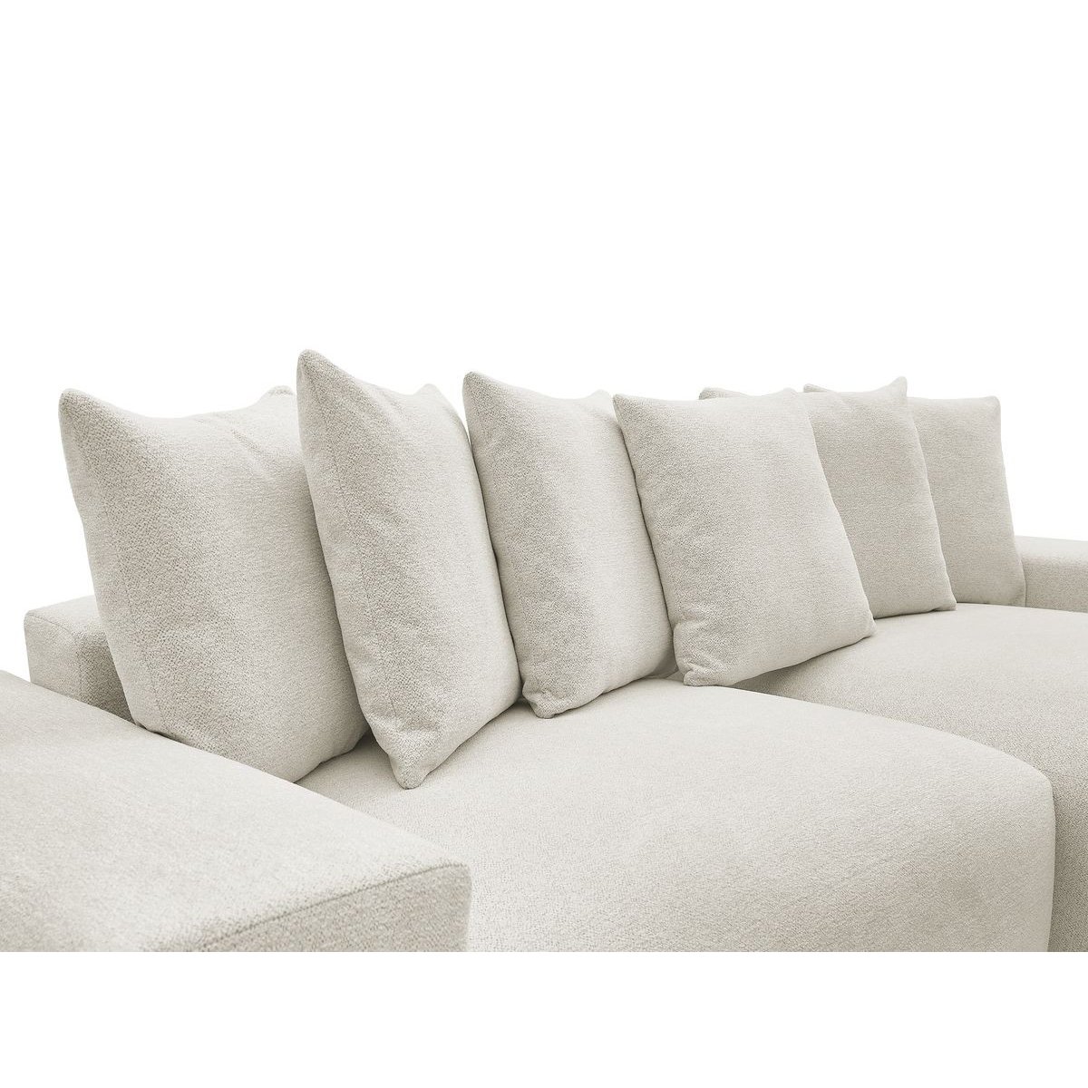 Canapé d'angle convertible 4 places en tissu chiné, VOLTAIRE blanc, BOBOCHIC