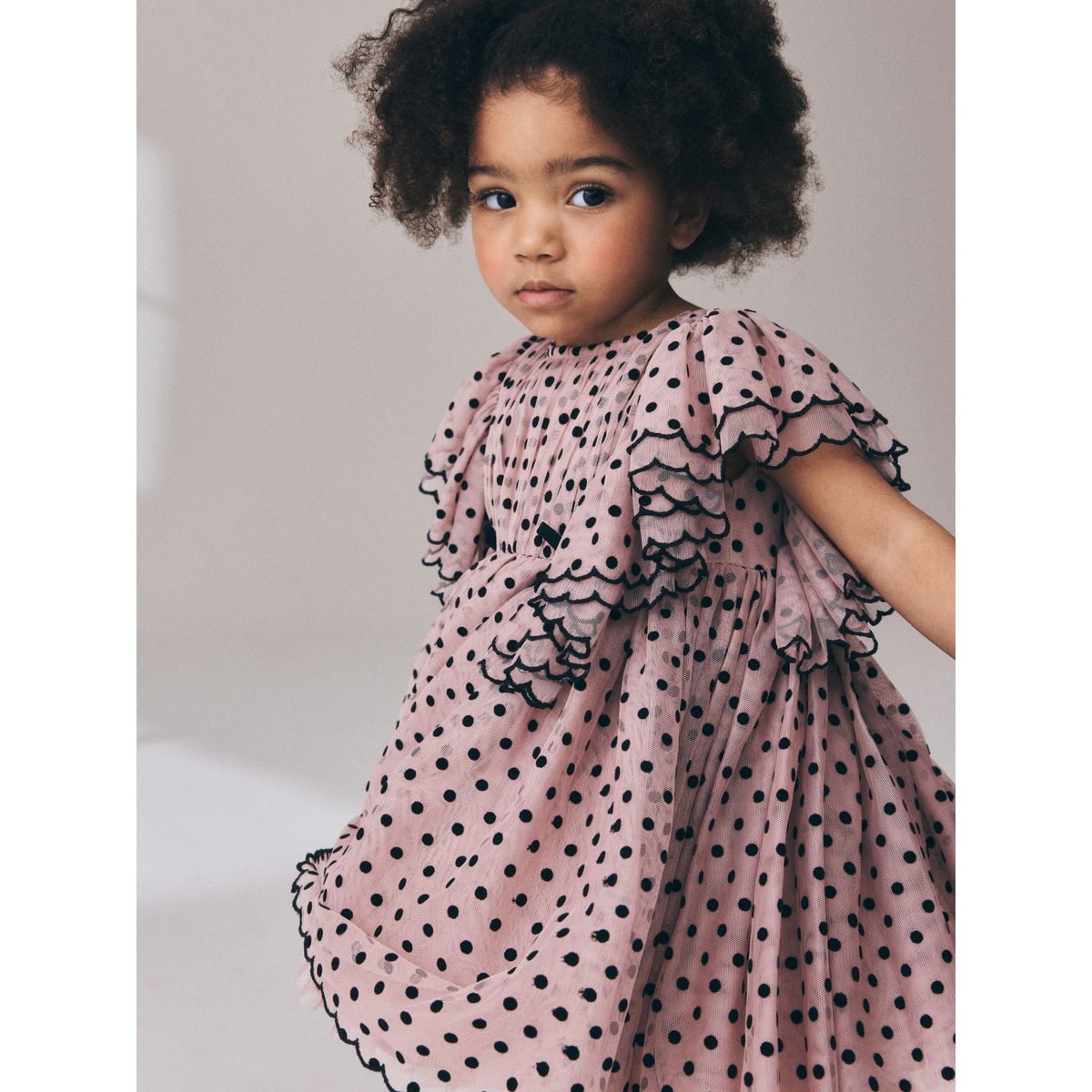 Robe grandes occasions avec manches à volants tache rose pastel, NEXT