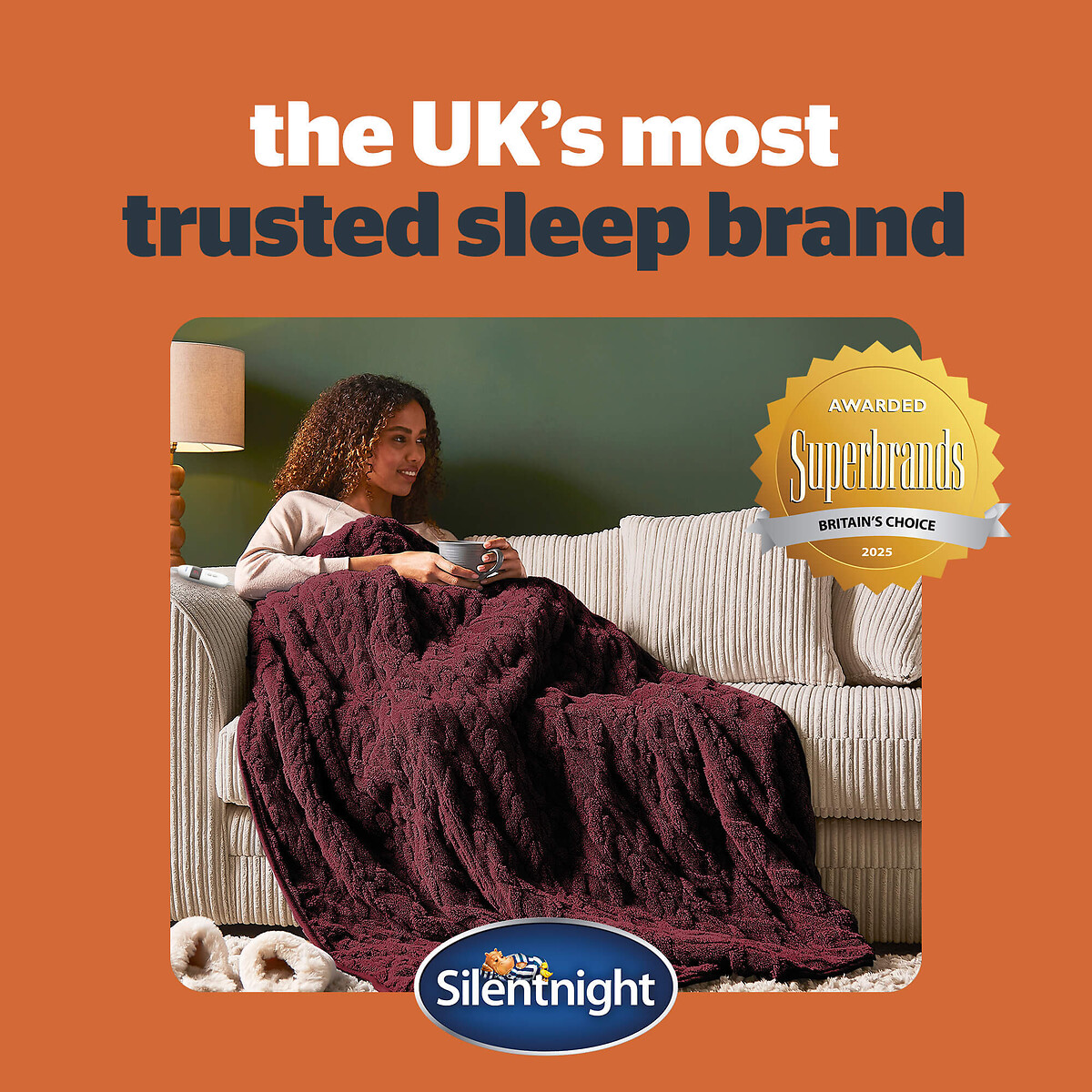 Luxury Super Cosy Heated Throw berry, SILENTNIGHT