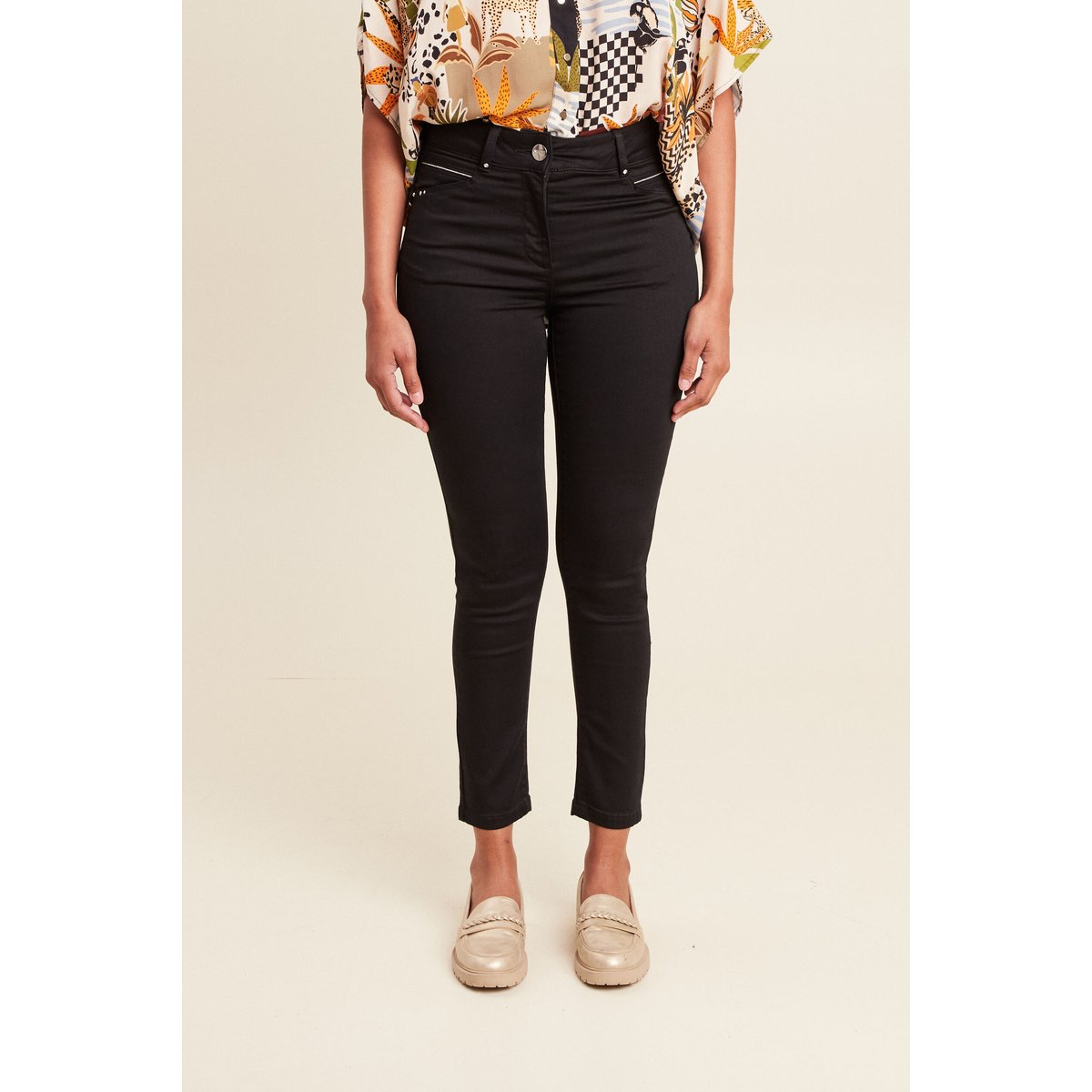Pantalon ajusté taille haute noir, BREAL