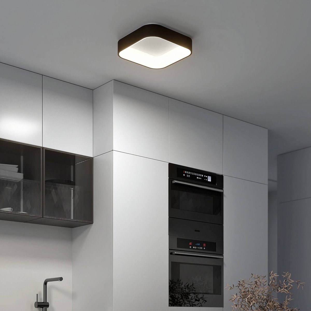 Plafonnier en métal moderneLED, Aleksi noir sable, blanc, ARCCHIO