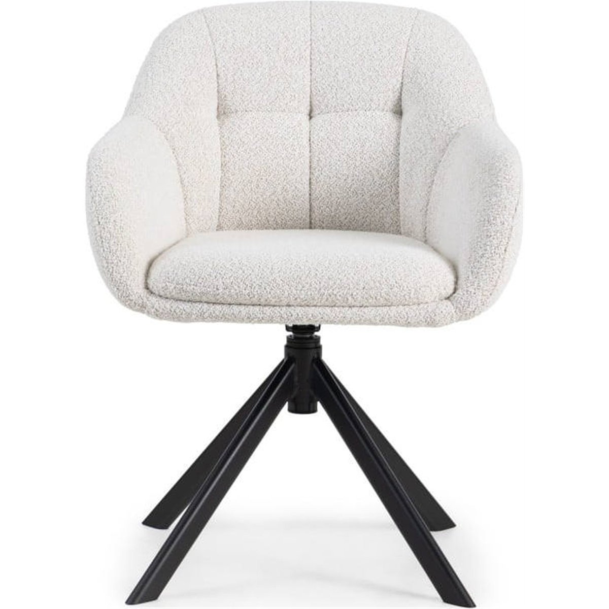 Fauteuil pivotant en tissu beige crème et noir, RECOLLECTION