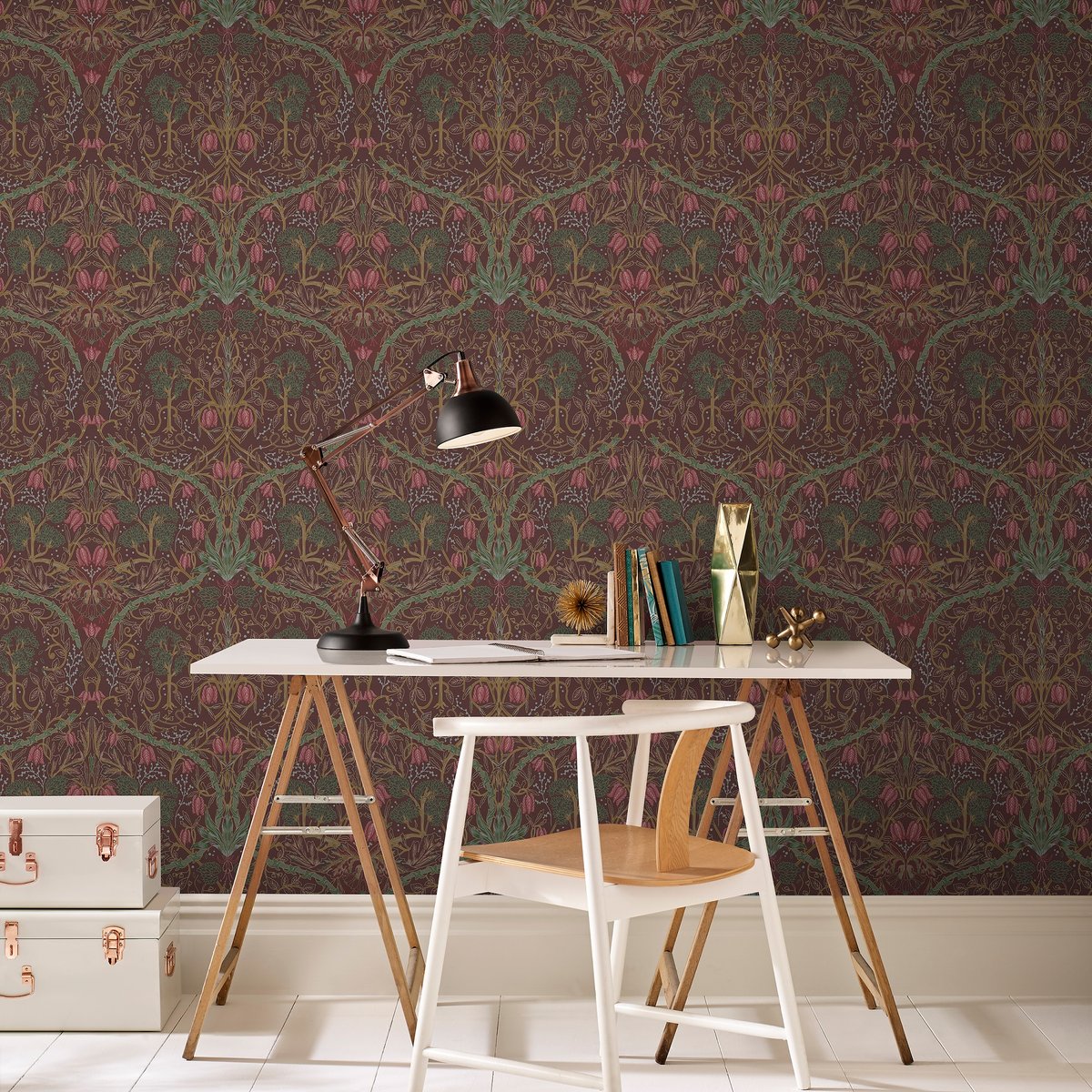 Papier peint Forêt Lauri bordeaux, SUPERFRESCO EASY