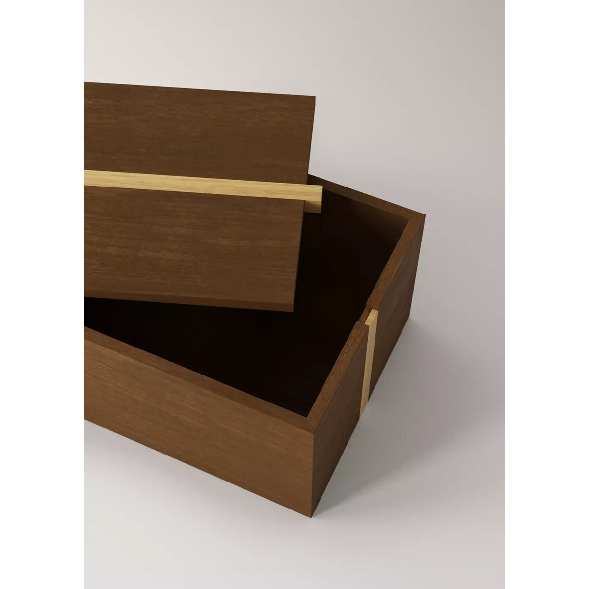 Grande boîte carrée en bois bicolore marron, MANGO HOME