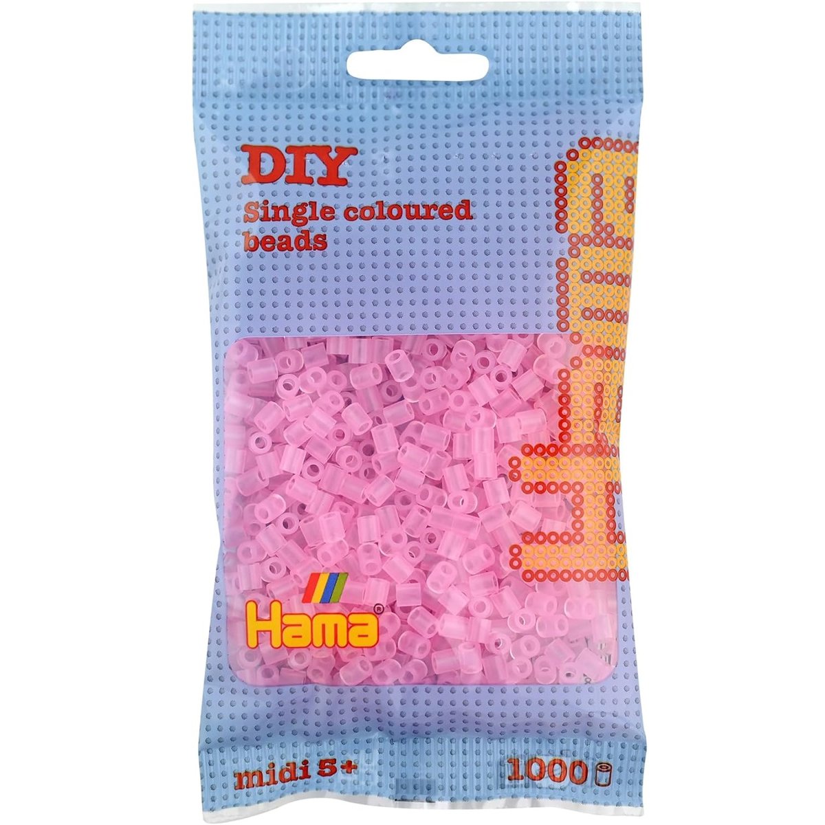 Sachet 1000 perles plastique Midi rose transparent rose, HAMA
