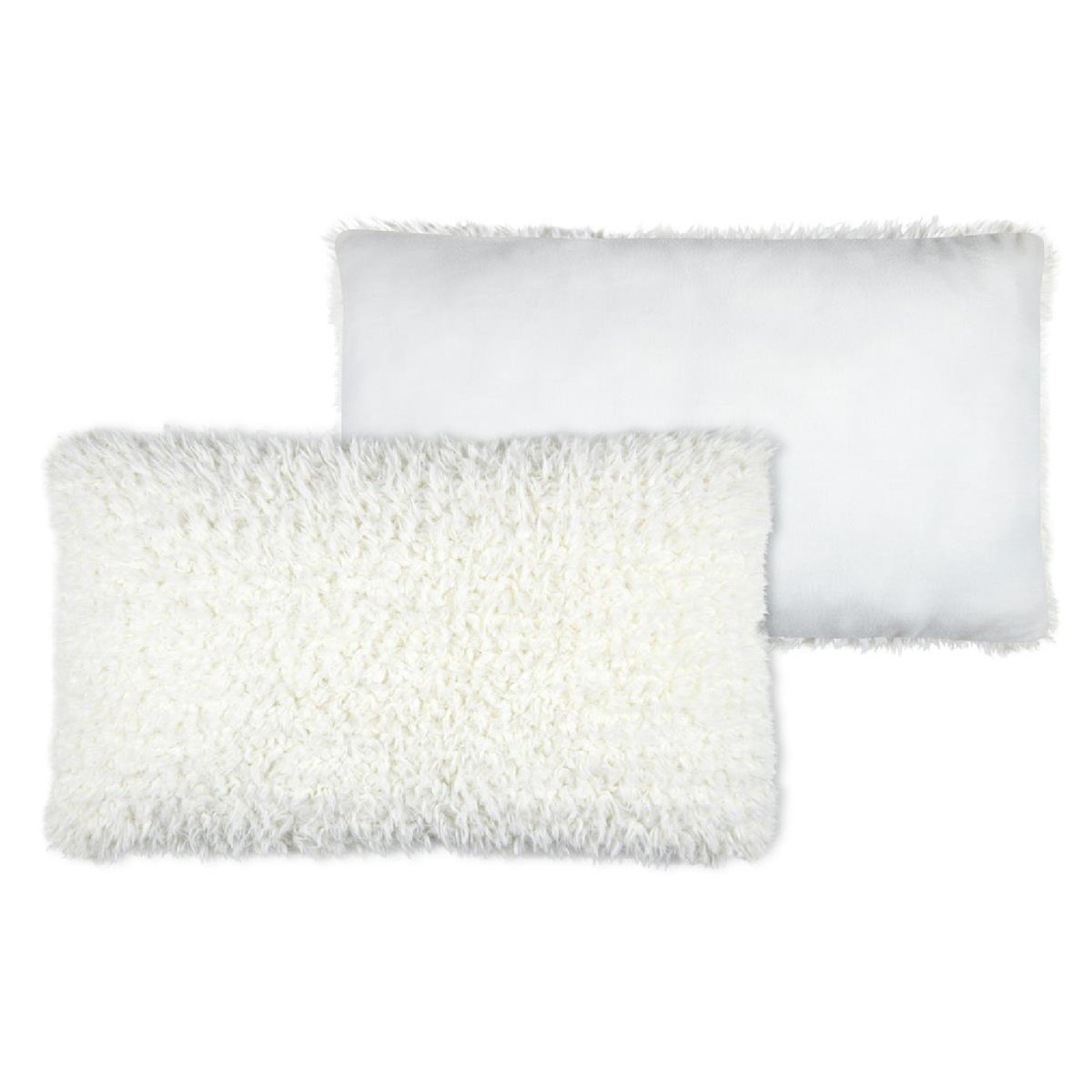 Coussin rectangulaire imitation peau de mouton blanc, LOVELY CASA