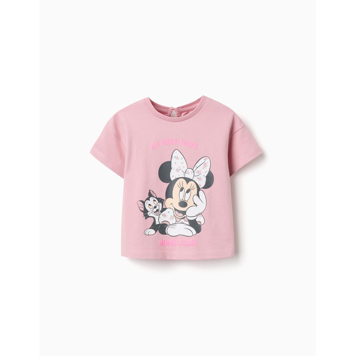 T-shirt en coton avec imprimé Minnie & Figaro rose clair, ZIPPY