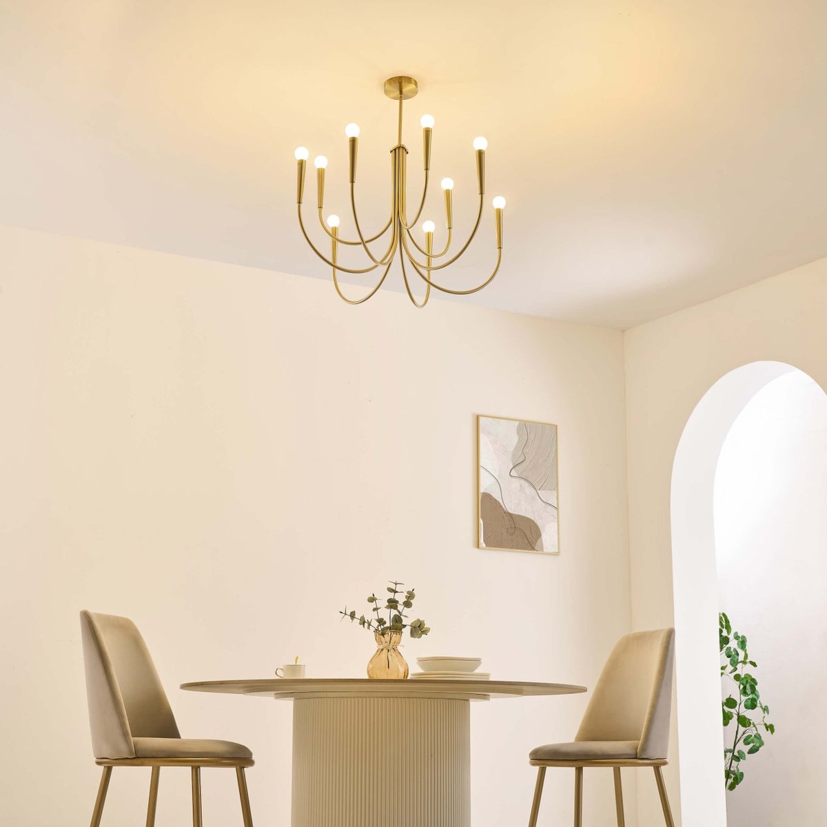 Lustre doré bras multiples 9 lumières - KAELISMA doré, KOSILUM