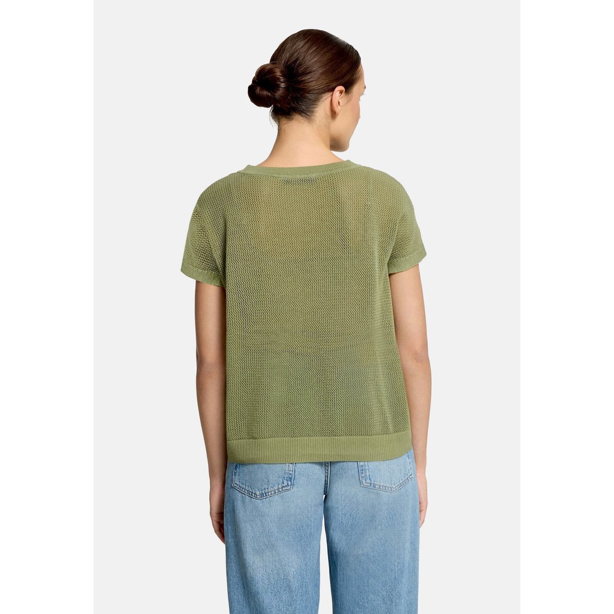 Pull-over en maille ajourée sans manches oil green, BETTY BARCLAY
