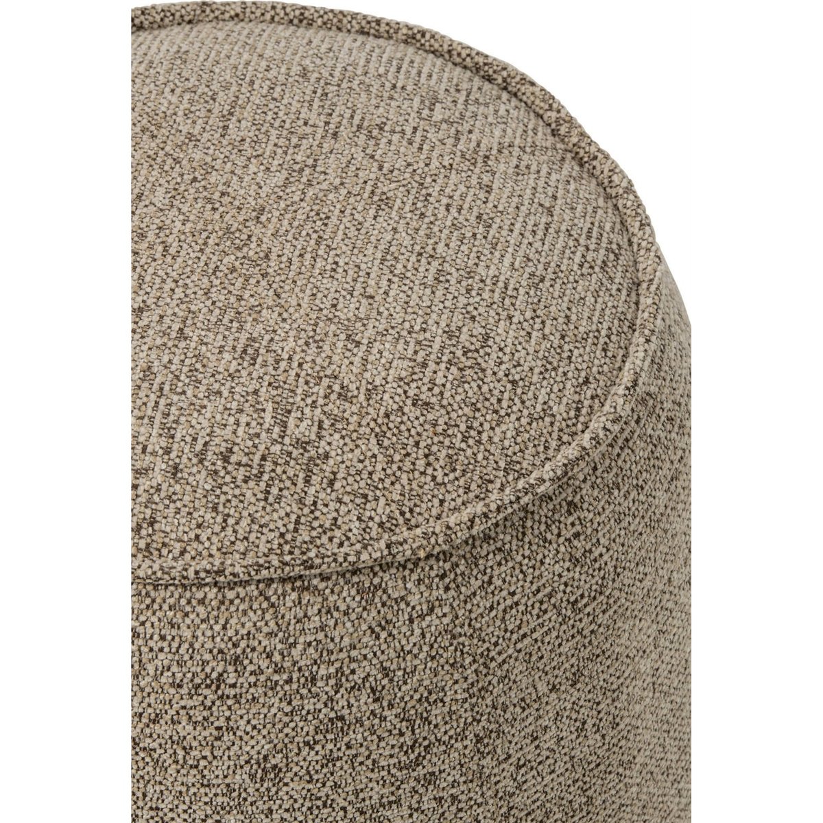 Pouf rond en tissu texturé marron et écru, RECOLLECTION