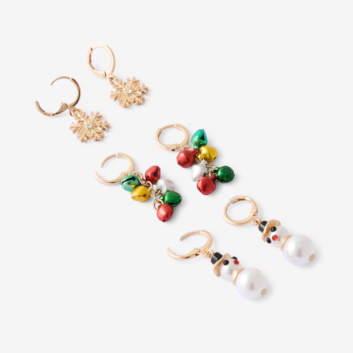 Set de 3 paires de boucles d'oreilles de Noël multicolore, BALABOOSTE