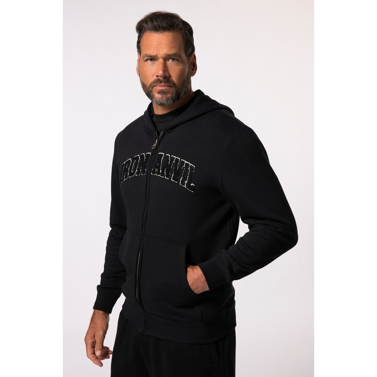Veste à capuche Iron Anvil, en molleton noir, JP1880