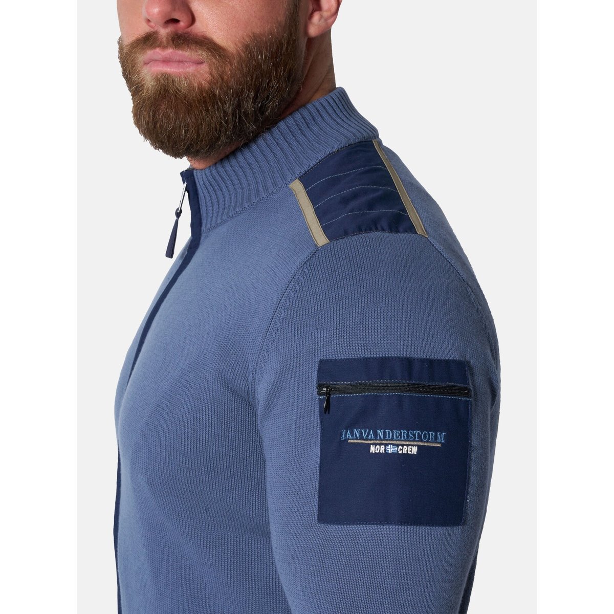 Gilet en maille ARNAR bleu, JAN VANDERSTORM
