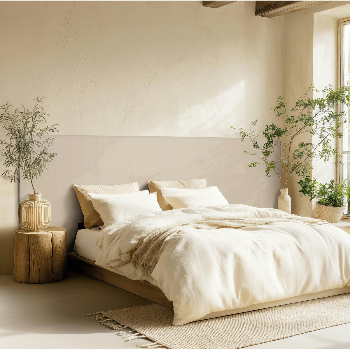 Tête de lit rembourrée pour lits 160/180cm couleur lin RIVANA ecru, PIER IMPORT