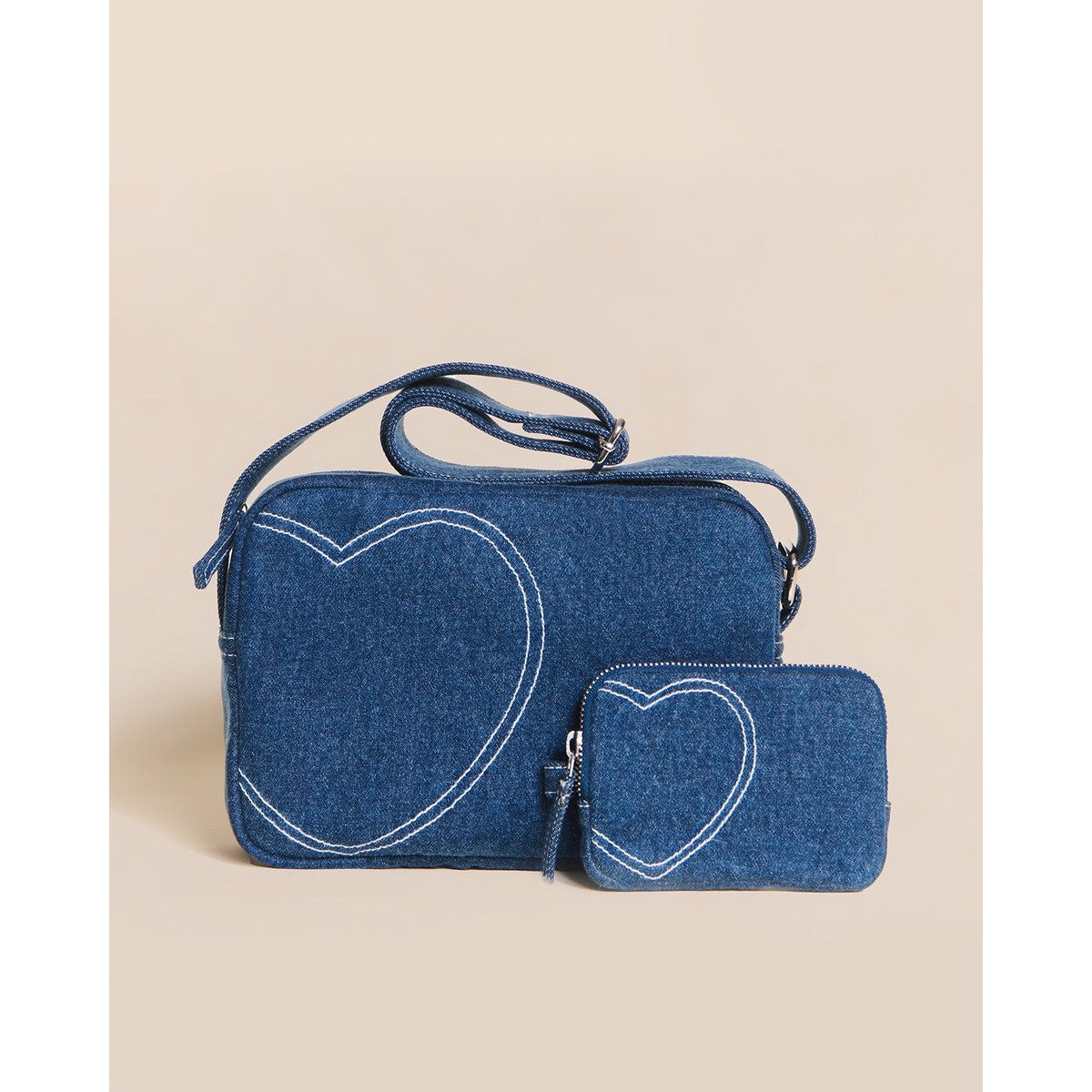 Sac crossbody Coeur en denim, CŒUR DENIM bleu - bleu - denim indigo, EMOI EMOI