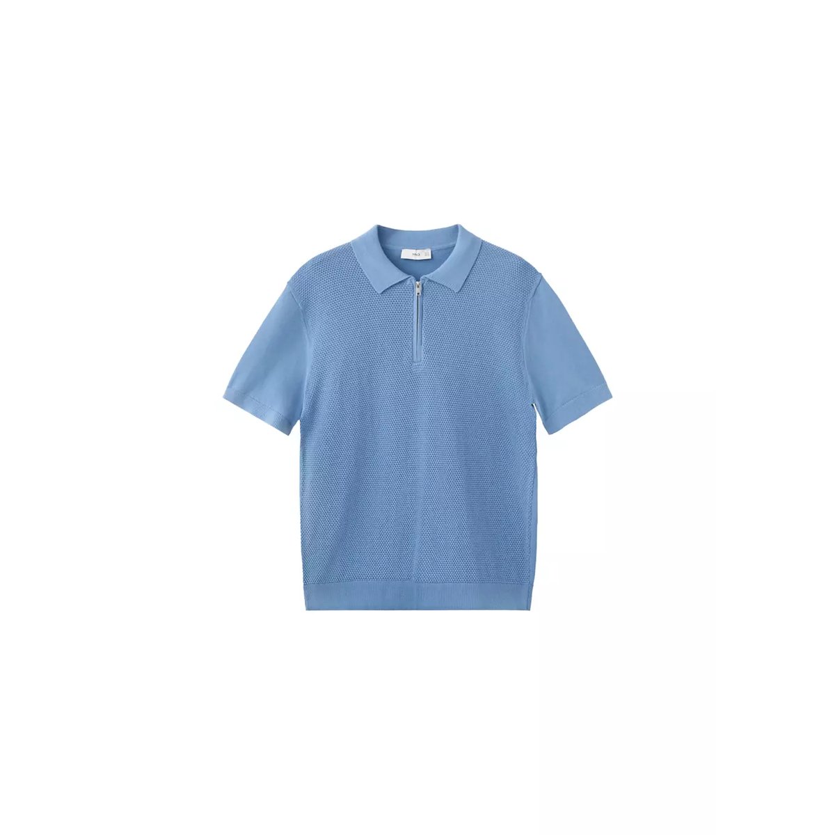 Polo 100 % coton maille structure bleu porcelaine, MANGO MAN