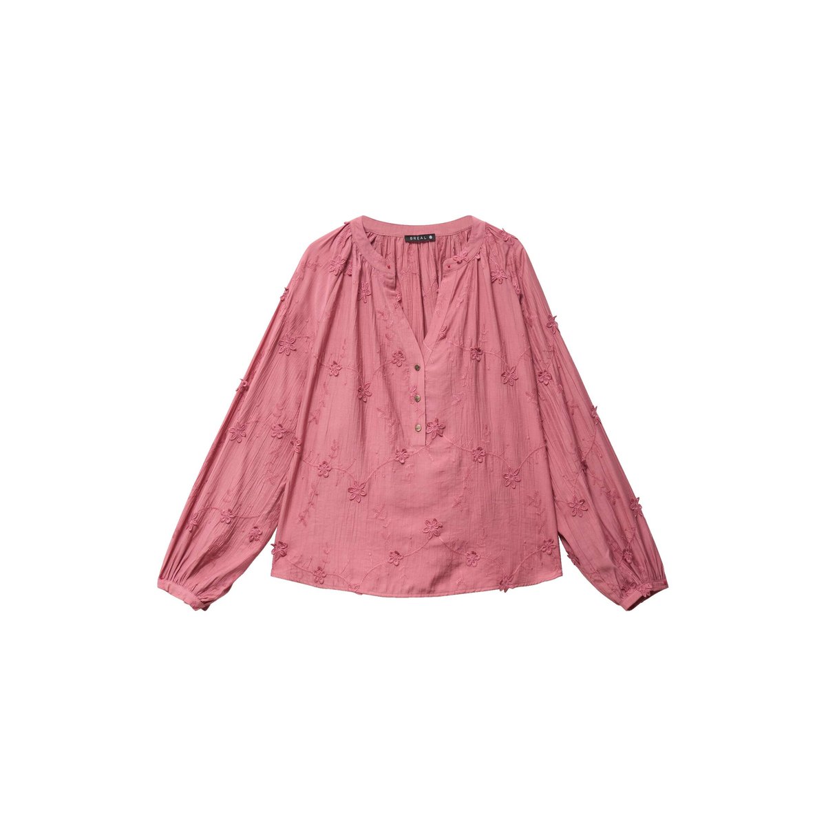 Blouse ample manches longues brodée mauve, BREAL