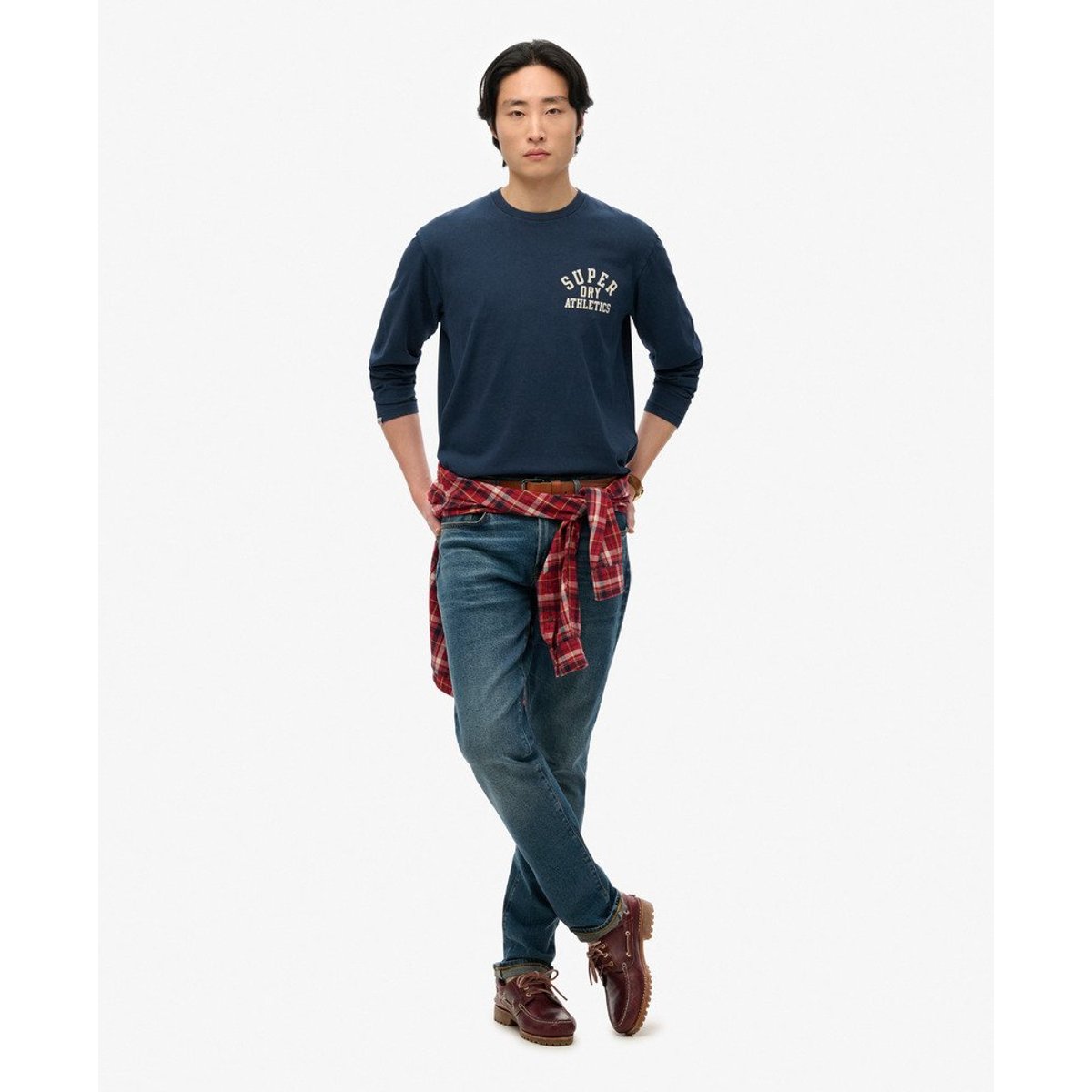 Haut à Manches Longues Athletic Essentials bleu marine nautique, SUPERDRY