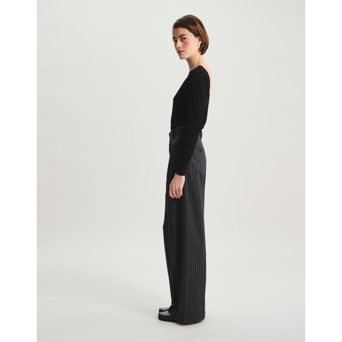 Pantalon à pinces Marlène gris, INES DE LA FRESSANGE PARIS