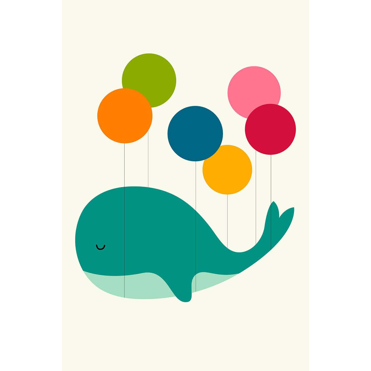 Tableau baleine ballon toile imprimée, HEXOA