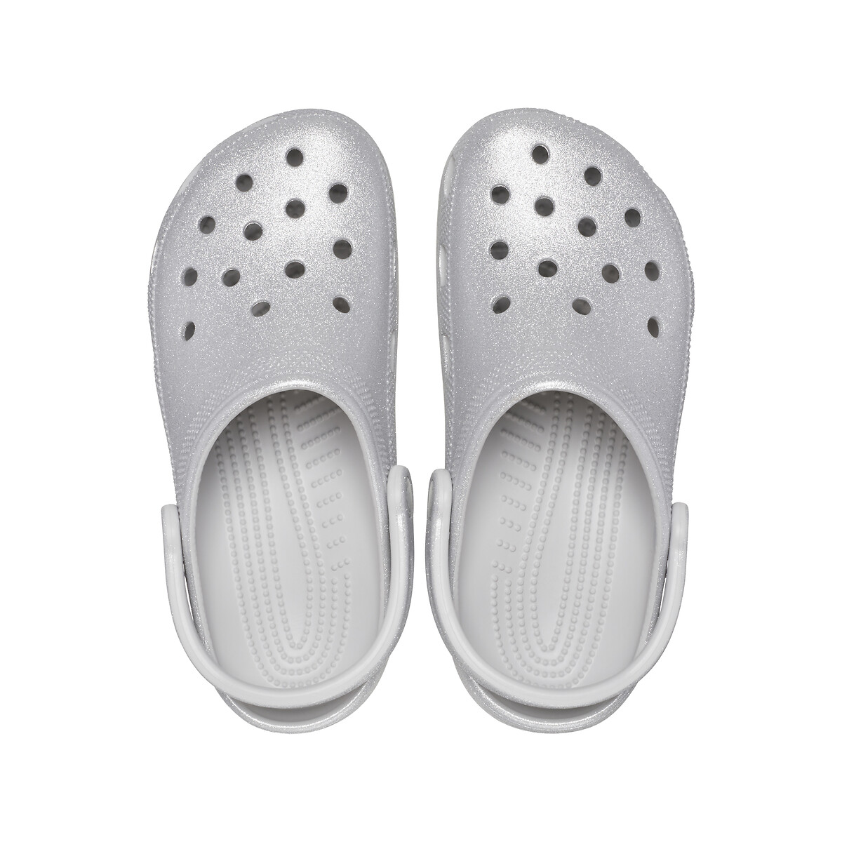 Chinelos Classis Glitter prateado com purpurinas, CROCS
